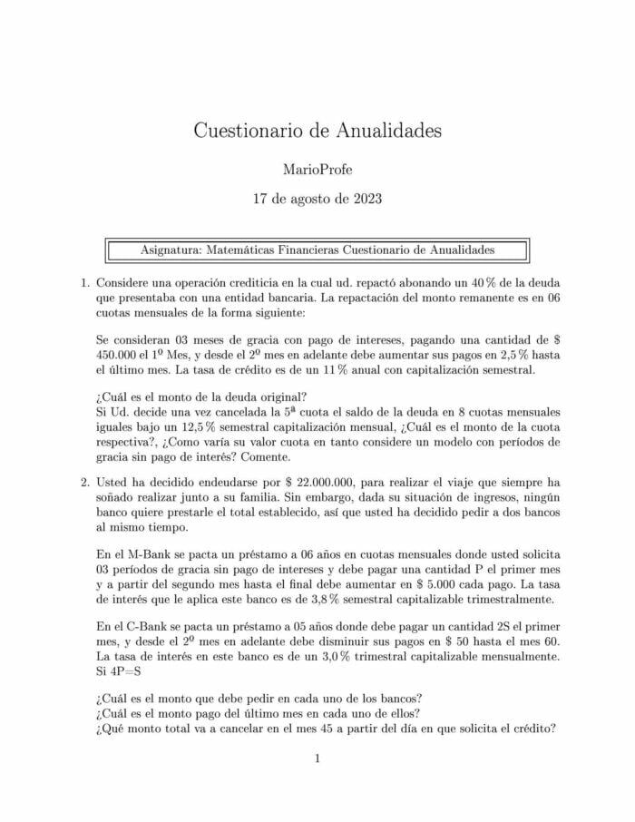 Ejercicios Resueltos de Anualidades Guía 08: A MarioProfe