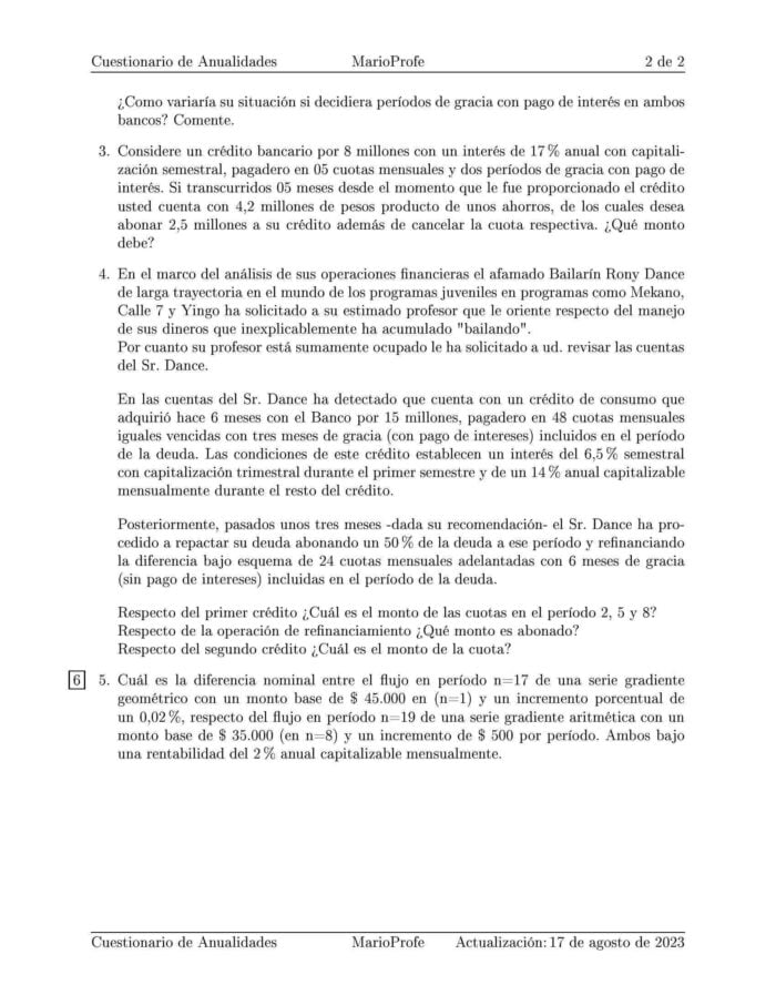 Ejercicios Resueltos de Anualidades Guía 08: B MarioProfe