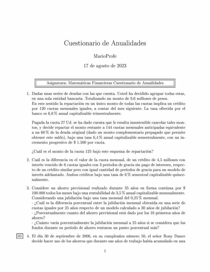 Ejercicios Resueltos de Anualidades Guía 09: A MarioProfe