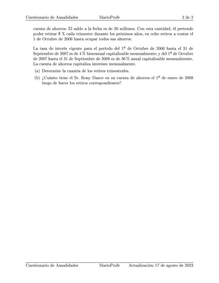 Ejercicios Resueltos de Anualidades Guía 09: B MarioProfe