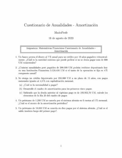 Ejercicios Resueltos de Anualidades Guía 12 MarioProfe