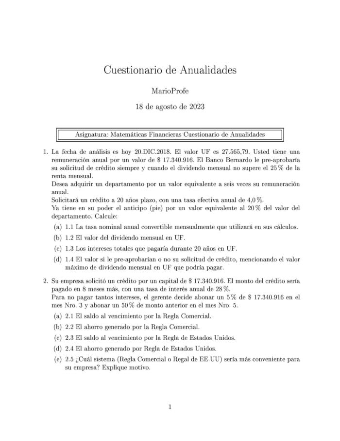 Ejercicios Resueltos de Anualidades Guía 14 MarioProfe