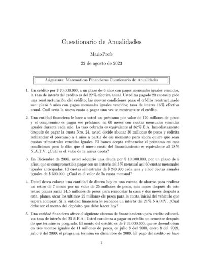Ejercicios Resueltos de Anualidades Guía A 15 MarioProfe