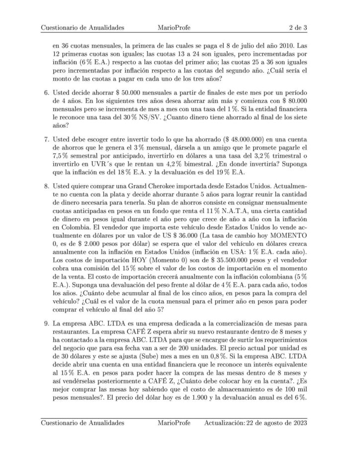 Ejercicios Resueltos de Anualidades Guía B 15 MarioProfe