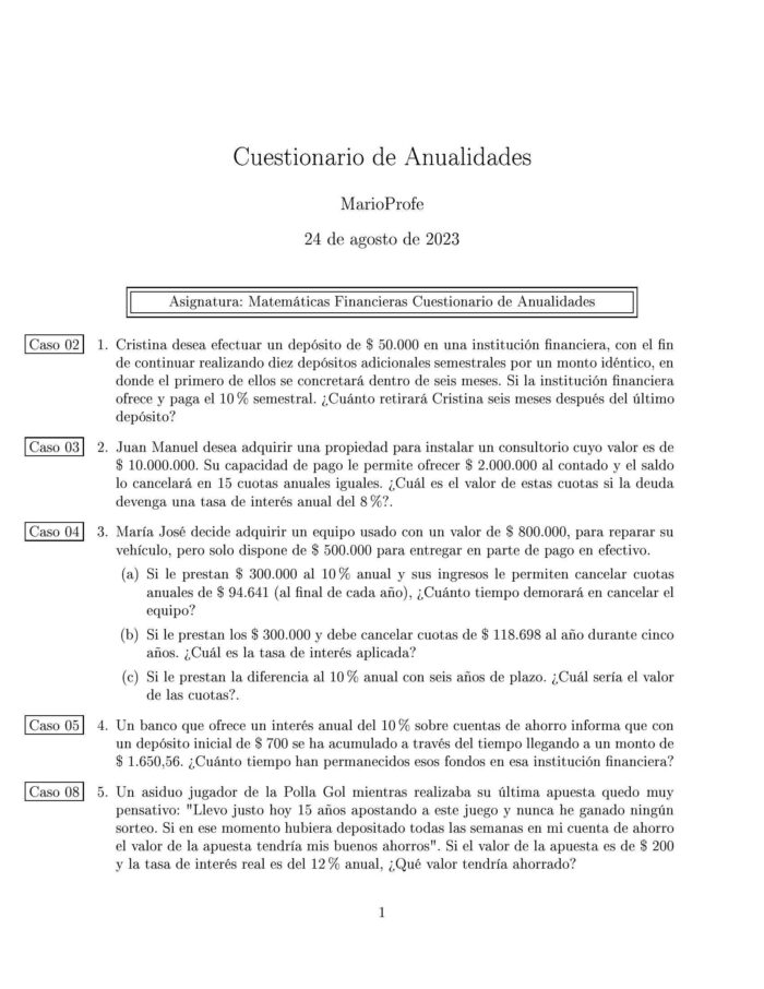 Ejercicios Resueltos de Anualidades Guía A 16 MarioProfe