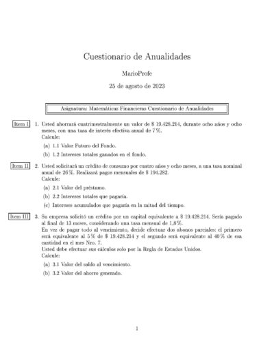 Ejercicios Resueltos de Anualidades Guía 17 MarioProfe