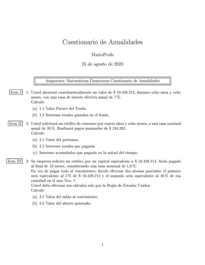 Ejercicios Resueltos de Anualidades Guía 17 MarioProfe