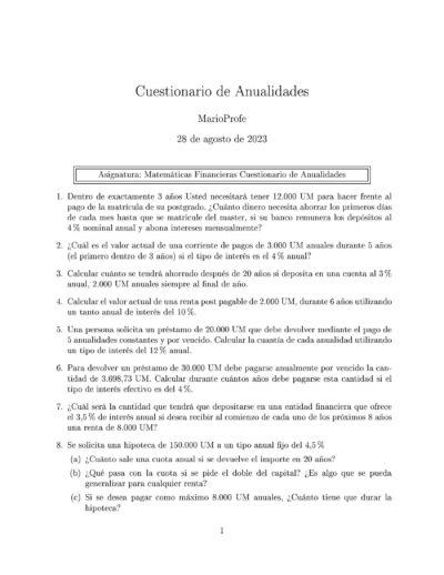 Ejercicios Resueltos de Anualidades Guía A 20 MarioProfe