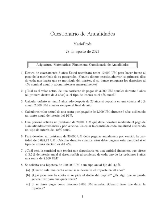 Ejercicios Resueltos de Anualidades Guía A 20 MarioProfe