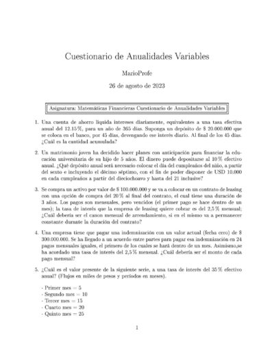 Ejercicios Resueltos de Anualidades Variables Guía A 02 MarioProfe
