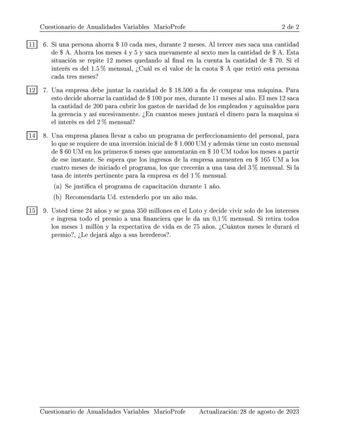 Ejercicios Resueltos de Anualidades Variables Guía B 03 MarioProfe