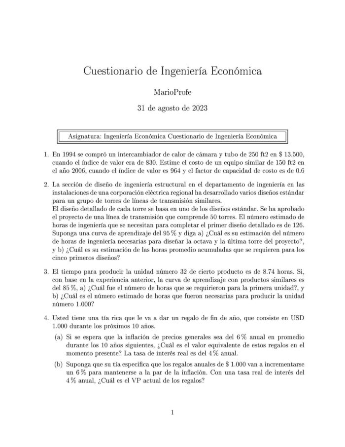 Ejercicios Resueltos de Ingeniería Económica Guía A 02 MarioProfe