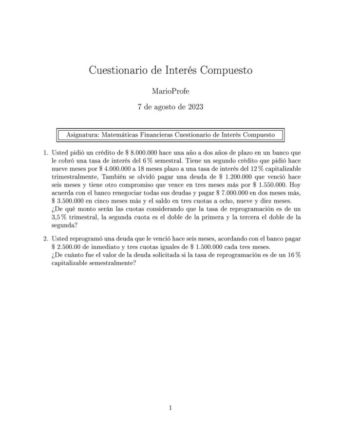 Ejercicios Resueltos de Interés Compuesto Guía 02 MarioProfe