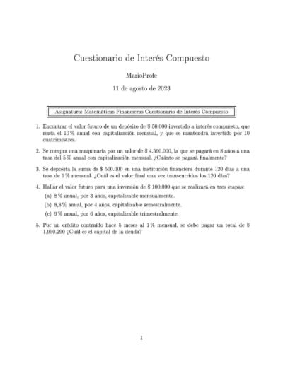 Ejercicios Resueltos de Interés Compuesto Guía 03 MarioProfe