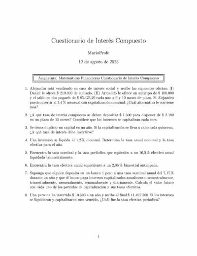 Ejercicios Resueltos de Interés Compuesto Guía 05 MarioProfe