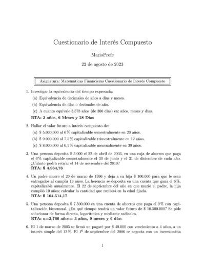 Ejercicios Resueltos de Interés Compuesto Guía A 08 MarioProfe