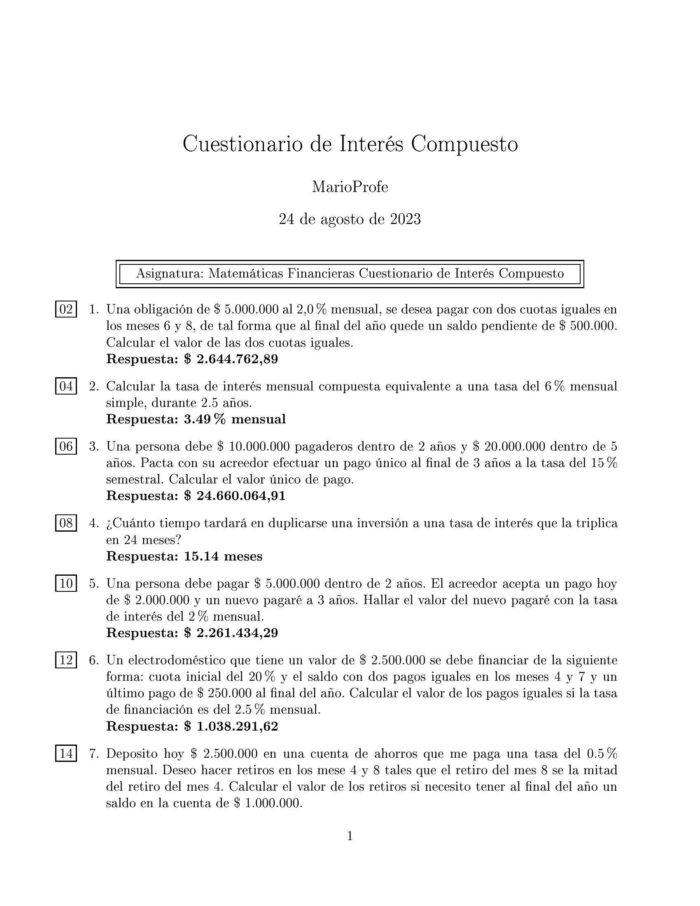 Ejercicios Resueltos de Interés Compuesto Guía A 10 MarioProfe