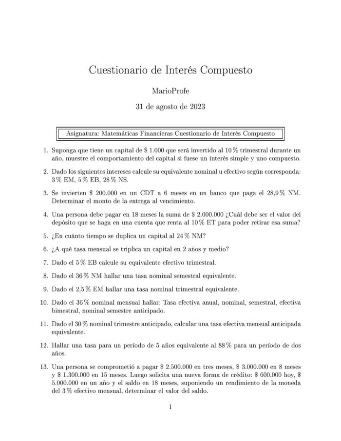 Guía de Interés Compuesto: Guía A 15 MarioProfe