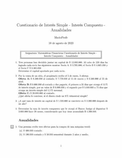 Ejercicios Resueltos de Interés Simple Guía 02: A MarioProfe