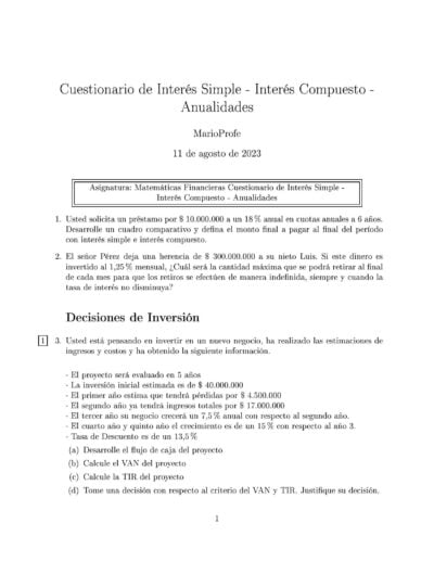 Ejercicios Resueltos de Interés Simple Guía 03 MarioProfe