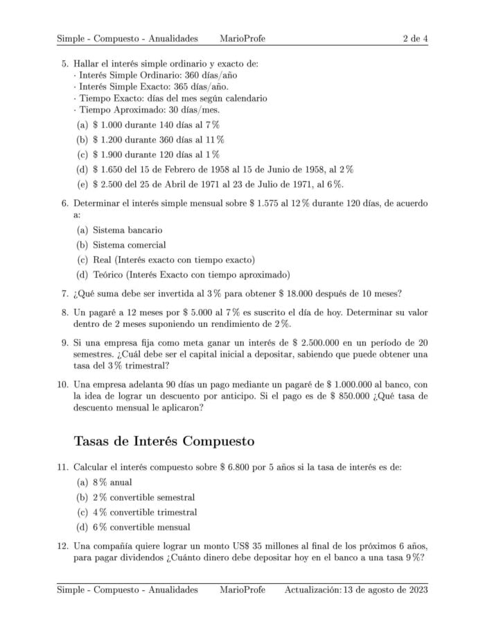 Ejercicios Resueltos de Interés Simple Guía 04: B MarioProfe