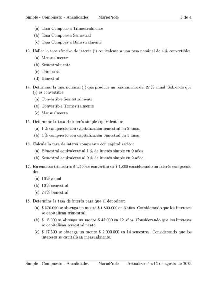 Ejercicios Resueltos de Interés Simple Guía 04: C MarioProfe