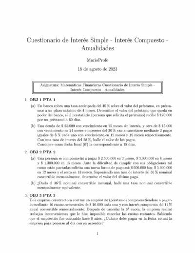Ejercicios Resueltos de Interés Simple Guía 06: A MarioProfe