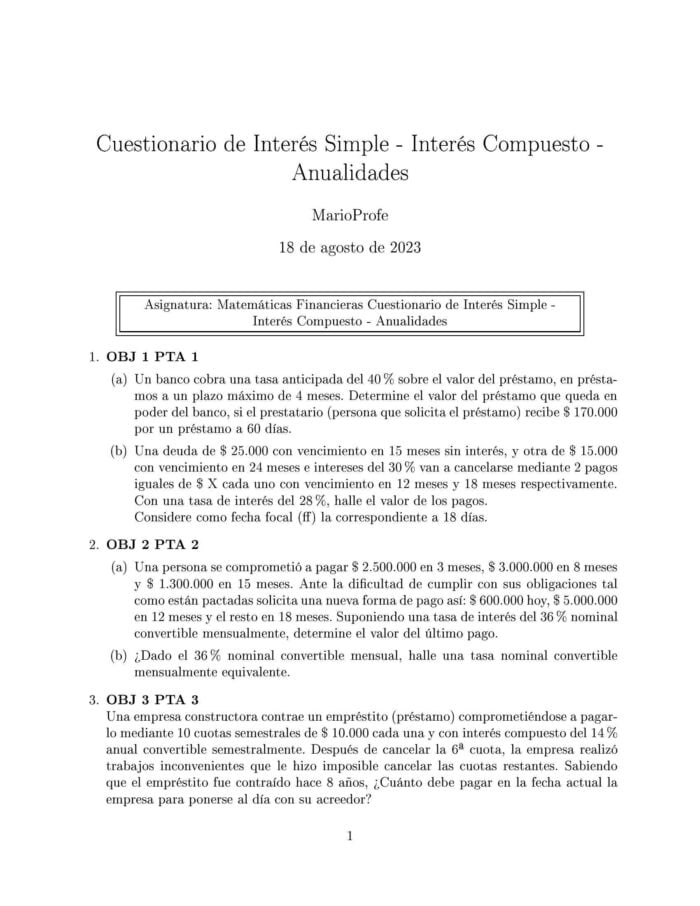 Ejercicios Resueltos de Interés Simple Guía 06: A MarioProfe