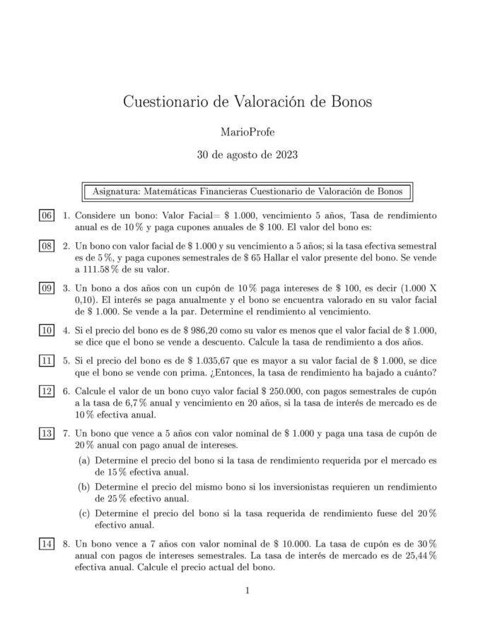 Ejercicios Resueltos de Valoración de Bonos Guía A 02 MarioProfe