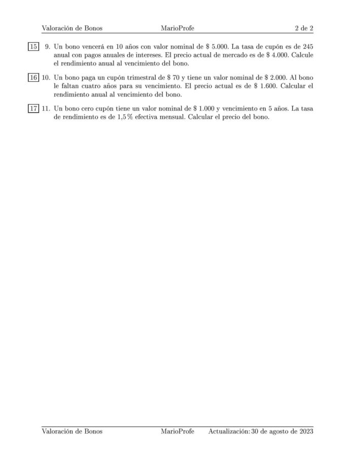 Ejercicios Resueltos de Valoración de Bonos Guía B 02 MarioProfe