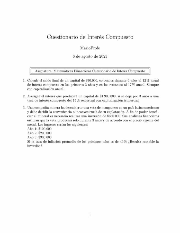 Ejercicios Resuelto Interés Compuesto Guía 01 MarioProfe