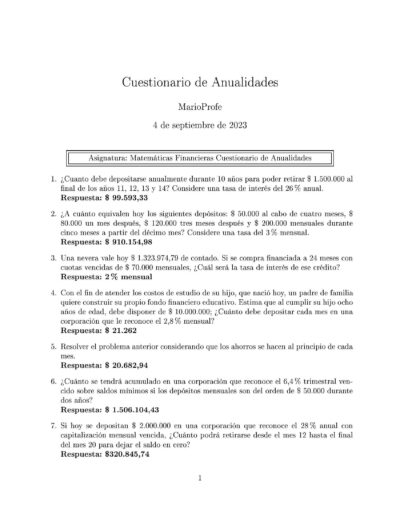 Ejercicios Resueltos de Anualidades Guía A 24 MarioProfe