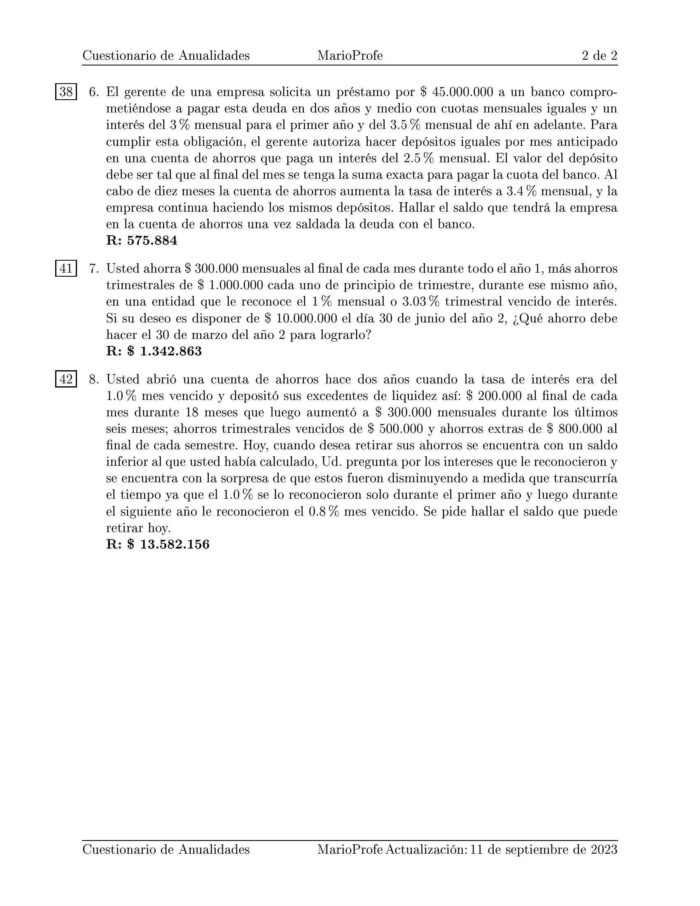 Ejercicios Resueltos de Anualidades Guía B 27 MarioProfe