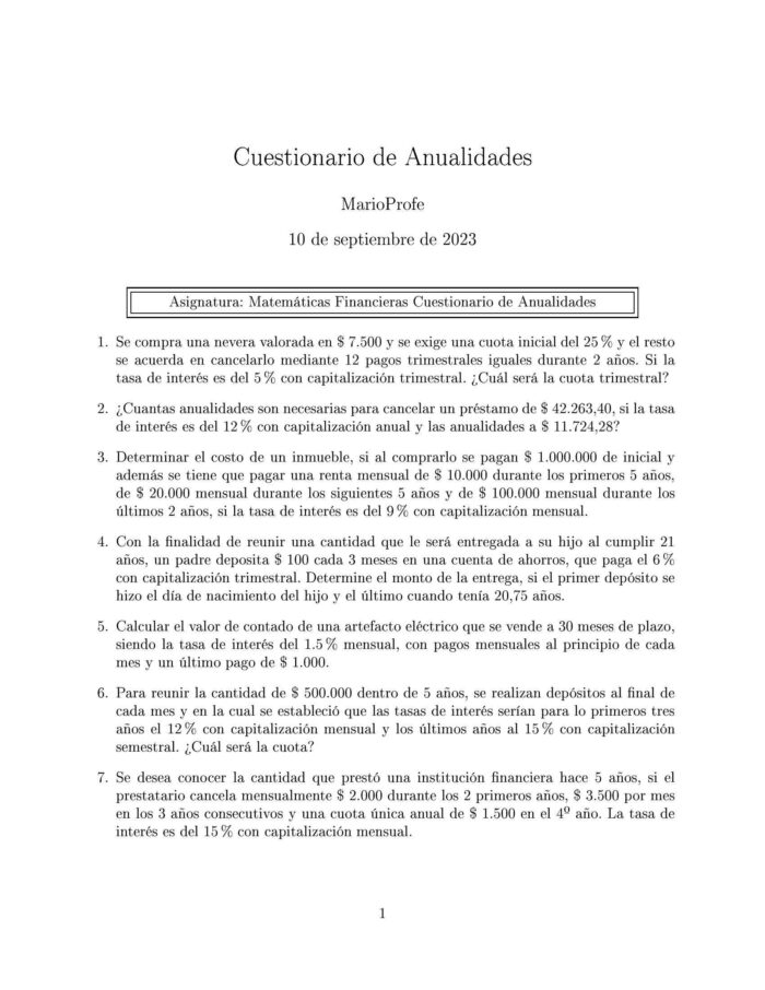 Ejercicios Resueltos de Anualidades Guía A 28 MarioProfe