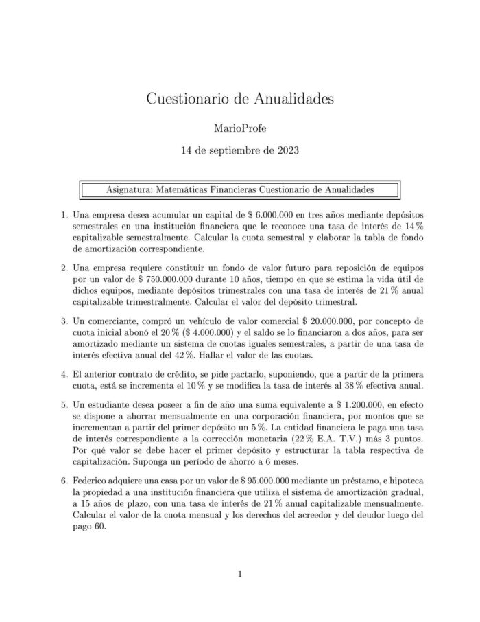 Ejercicios Resueltos de Anualidades Guia 29 MarioProfe