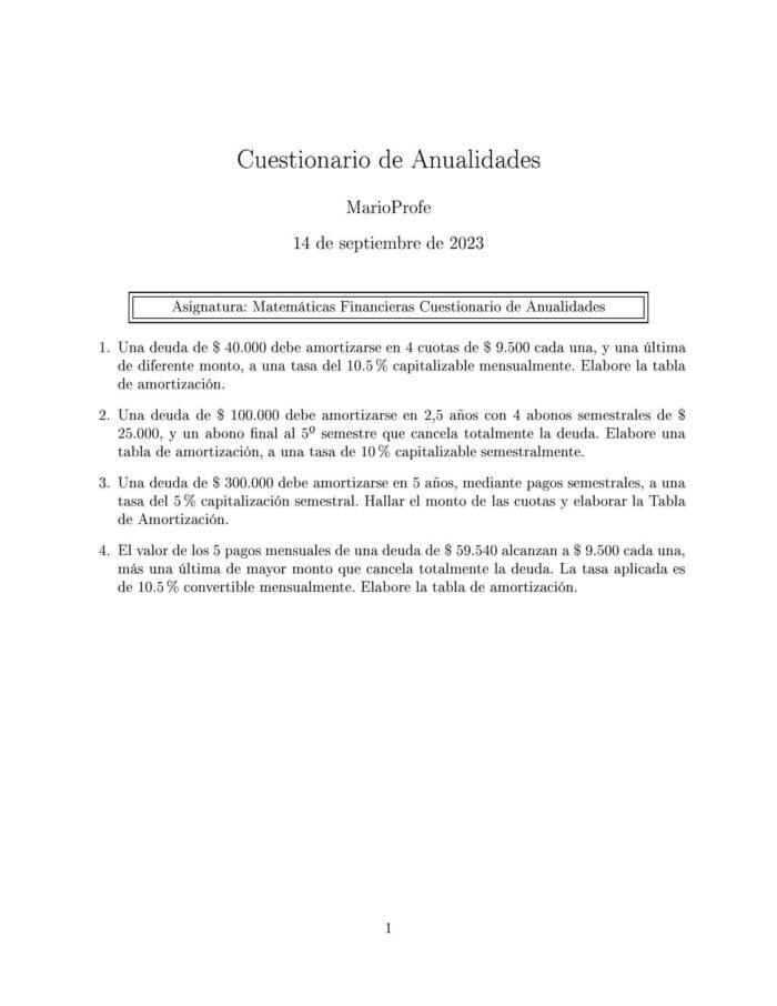 Ejercicios Resueltos de Anualidades Guía 30 MarioProfe