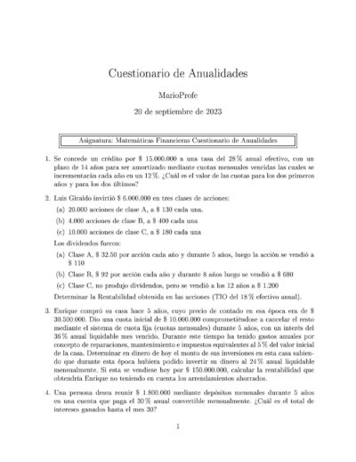 Ejercicios Resueltos de Anualidades Guía A 32 MarioProfe