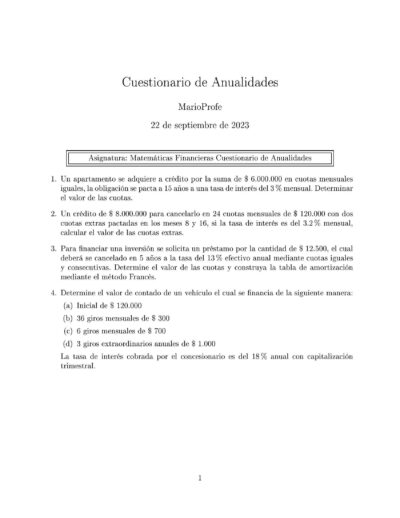 Ejercicios Resueltos de Anualidades Guía 34 MarioProfe