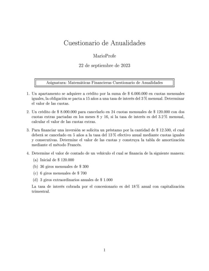 Ejercicios Resueltos de Anualidades Guía 34 MarioProfe