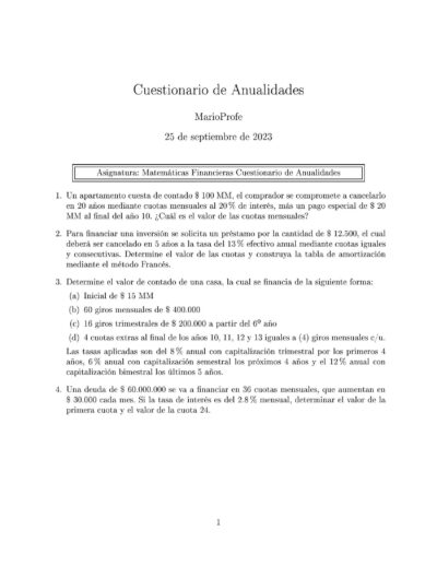 Ejercicios Resueltos de Anualidades Guía 35 MarioProfe