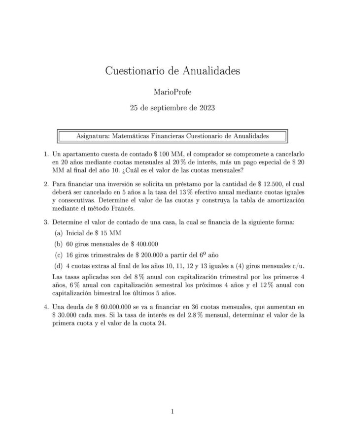 Ejercicios Resueltos de Anualidades Guía 35 MarioProfe