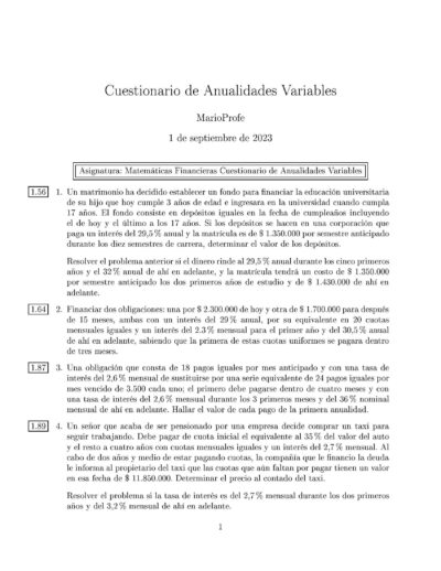 Ejercicios Resueltos de Anualidades Variables Guía A 06 MarioProfe