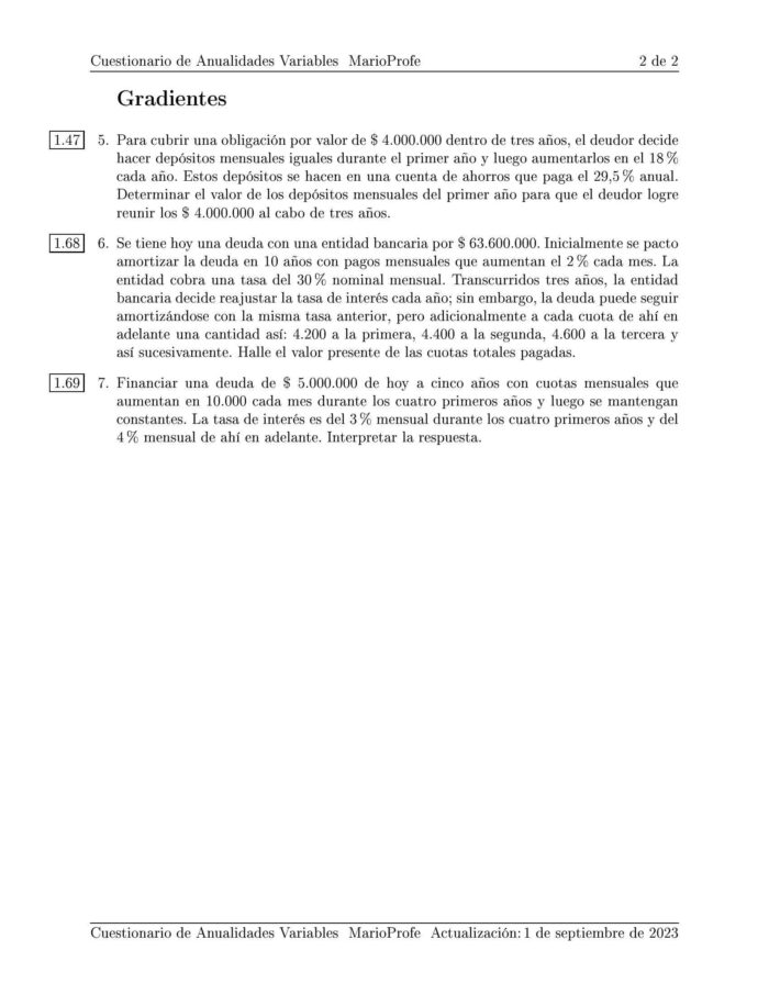 Ejercicios Resueltos de Anualidades Variables Guía B 06 MarioProfe