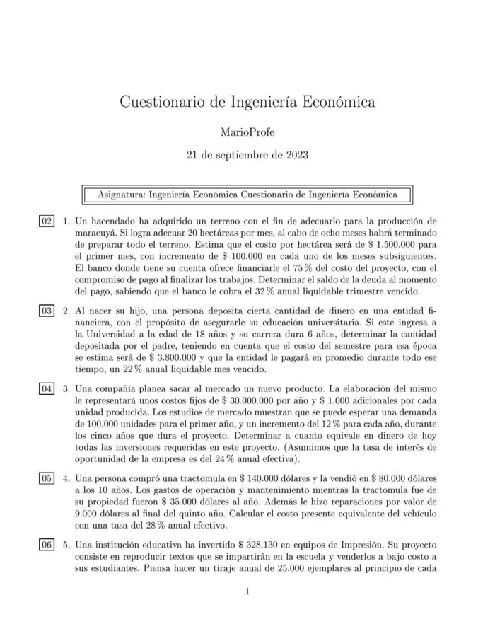 Ejercicios Resueltos de Ingeniería Económica Guía A 05 MarioProfe