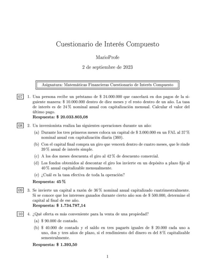 Ejercicios Resueltos de Interés Compuesto Guía A 16 MarioProfe