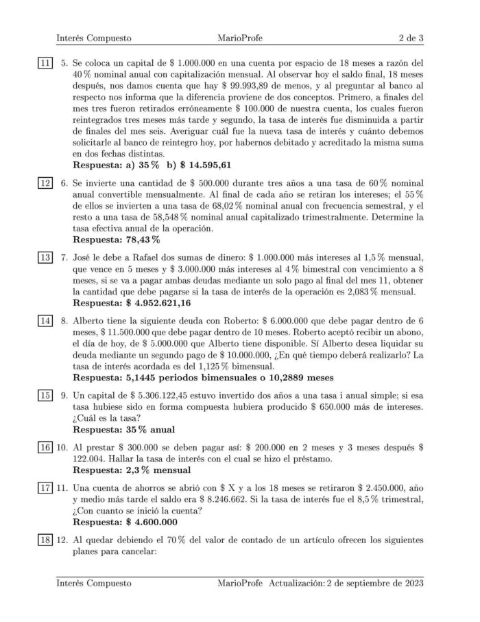 Ejercicios Resueltos de Interés Compuesto Guía B 16 MarioProfe