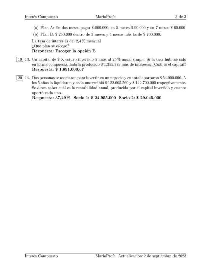 Ejercicios Resueltos de Interés Compuesto Guía C 16 MarioProfe