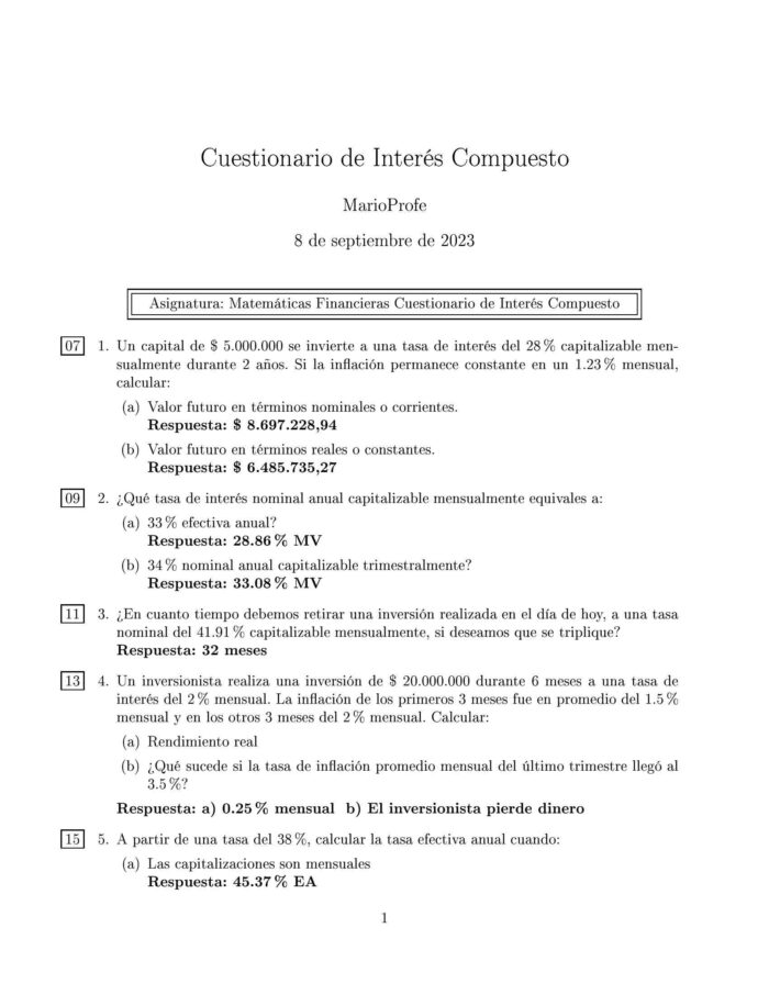 Ejercicios Resueltos de Interés Compuesto Guía A 19 MarioProfe