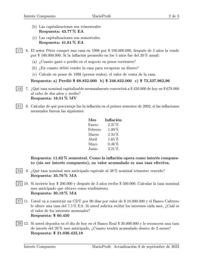 Ejercicios Resueltos de Interés Compuesto Guía B 19 MarioProfe