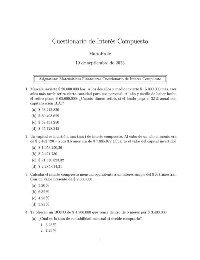 Ejercicios Resueltos de Interés Compuesto Guía A 21 MarioProfe